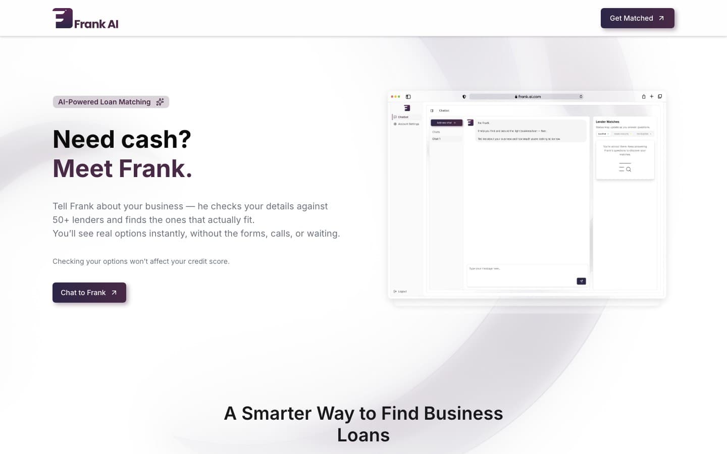 Frank AI product screenshot